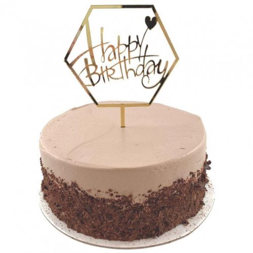 Basic GOLD ACRYLIC HAPPY BIRTHDAY CAKE TOPPER