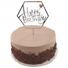 Cake Topper Acrylic 2mm Happy Birthday Hex.Silver P1