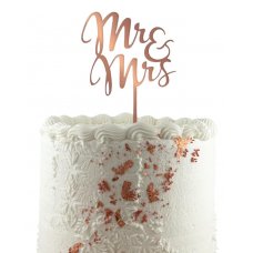 Cake Topper Acrylic 2mm Mr & Mrs Gold P1