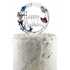 Cake Topper Acrylic 2mm Happy Birthday Butterflies P1