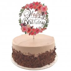 Cake Topper Acrylic 2mm Happy Birthday Floral P1
