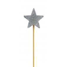 Silver Glitter Long Stick Candle STAR P1