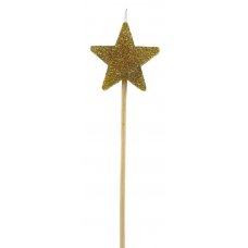 Gold Glitter Long Stick Candle STAR P1