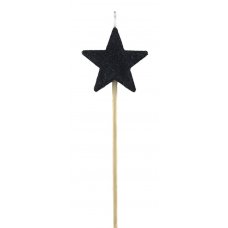 Black Glitter Long Stick Candle STAR P1