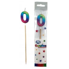 Rainbow Metallic Long Stick Candle #0 P1