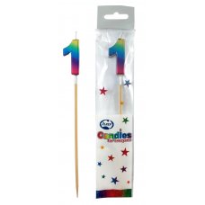 Rainbow Metallic Long Stick Candle #1 P1