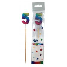 Rainbow Metallic Long Stick Candle #5 P1