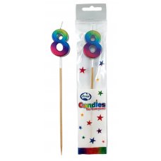 Rainbow Metallic Long Stick Candle #8 P1