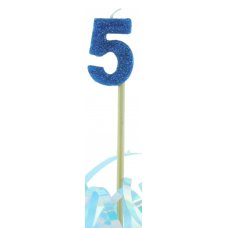 Blue Glitter Long Stick Candle #5 P1