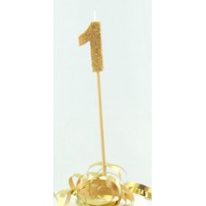 Gold Glitter Long Stick Candle #1 P1