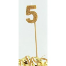 Gold Glitter Long Stick Candle #5 P1