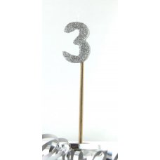 Silver Glitter Long Stick Candle #3 P1