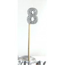 Silver Glitter Long Stick Candle #8 P1