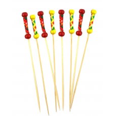 Decorated Pick Colour Ends Woven 12cm (Red&Yellow) Pack 100