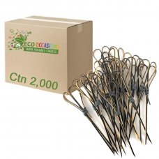 Bamboo Heart Pick Skewers 10cm Black (20 x Pk100) Ctn2000