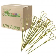 Bamboo Heart Pick Skewers 15cm Natural (20 x Pk100 Ctn2000