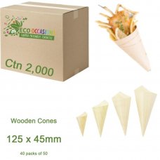 Wooden Cones 125x45mm (40 x Pk50) Ctn2000