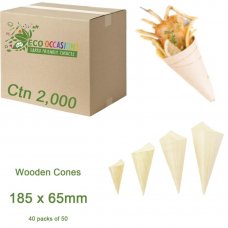 Wooden Cones 185x65mm (40 x Pk50) Ctn2000
