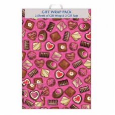 Pink & Chocolates (F337/G/1) Giftwrap 2sheet+Tag