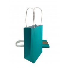 Party Bag Paper 215x130x80mm Teal Pack 5