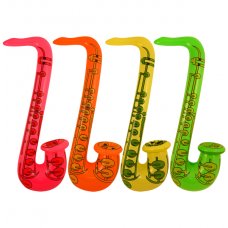 Inflatable Saxophone 75cm 4 assorted neon colours P1