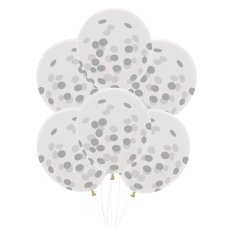 FS CONFETTI BALLOON 45CM SILVER P6
