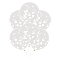 FS CONFETTI BALLOON 45CM WHITE P6