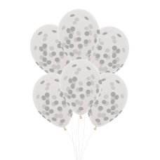 FS CONFETTI BALLOON 30CM SILVER P6