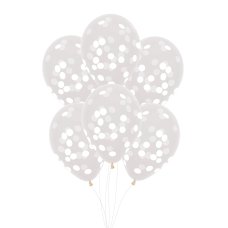 FS CONFETTI BALLOON 30CM WHITE P6