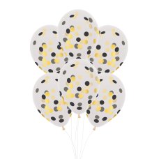 FS CONFETTI BALLOON 30CM BLACK GOLD P6