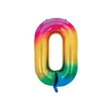 Party Deco Foil Balloon Number #0 86cm Rainbow 1pk
