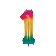 Party Deco Foil Balloon Number #1 86cm Rainbow 1pk