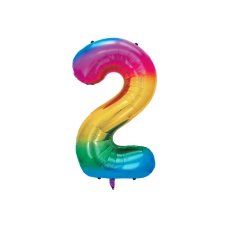 Party Deco Foil Balloon Number #2 86cm Rainbow 1pk