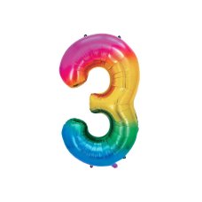 Party Deco Foil Balloon Number #3 86cm Rainbow 1pk