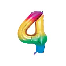 Party Deco Foil Balloon Number #4 86cm Rainbow 1pk