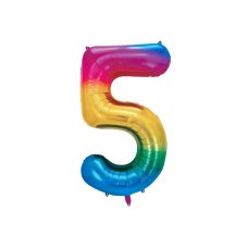Party Deco Foil Balloon Number #5 86cm Rainbow 1pk