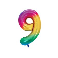 Party Deco Foil Balloon Number #9 86cm Rainbow 1pk