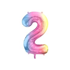 Party Deco Foil Balloon Number #2 86cm Pastel Rainbow 1pk