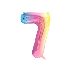 Party Deco Foil Balloon Number #7 86cm Pastel Rainbow 1pk