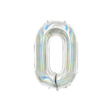 Party Deco Foil Balloon Number #0 86cm Iridescent 1pk