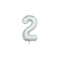 Party Deco Foil Balloon Number #2 86cm Iridescent 1pk