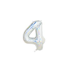 Party Deco Foil Balloon Number #4 86cm Iridescent 1pk