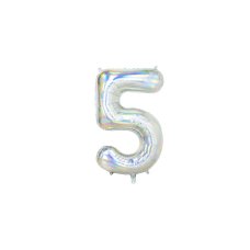 Party Deco Foil Balloon Number #5 86cm Iridescent 1pk