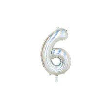 Party Deco Foil Balloon Number #6 86cm Iridescent 1pk