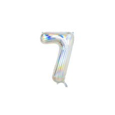 Party Deco Foil Balloon Number #7 86cm Iridescent 1pk