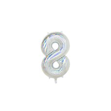 Party Deco Foil Balloon Number #8 86cm Iridescent 1pk