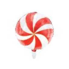 Party Deco Foil Balloon Round Candy Swirl Red 1pkt 45CM