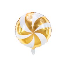 Party Deco Foil Balloon Round Candy Swirl Gold 1pkt 45CM