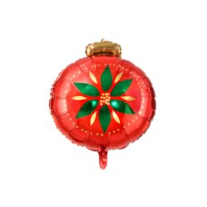 Party Deco Foil Balloon Christmas Bauble with Green Leaf 1pkt 45CM