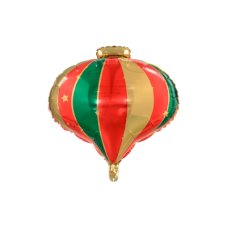 Party Deco Foil Balloon Christmas Bauble Red/Green Stripe 1pkt 51CM